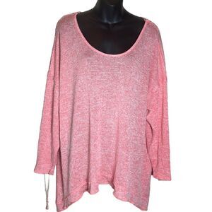 Torrid oversized knit coral/white open twist back 1/1x 3/4 sleeve